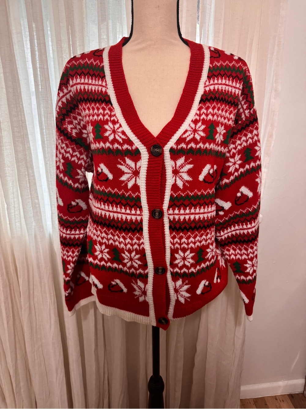 Ugly Sweater Festive Red Christmas Cardigan